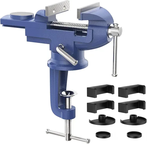 Vista 13 de Housolution Abrazadera Universal de Mesa de 3 Pulgadas, Base Giratoria de 360°, Abrazadera de Banco para el Hogar, Abrazadera de Tornillo de Banco