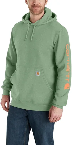 Vista 46 de Carhartt Sudadera de ajuste holgado para hombre con logotipo en la manga, de peso medio, gráfica, liquidación Terreno ámbar