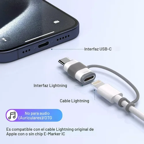 Vista 3 de Thousover Paquete de 4 adaptadores Lightning a USB C para iPhone 15/16/17 Pro/17 Pro Max, para cargador de iPhone 17/16, accesorios 17/16, carga
