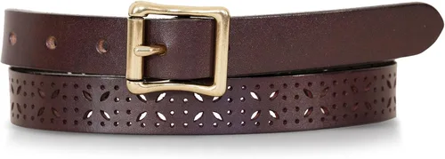Vista 22 de Eddie Bauer Cinturones de cuero casuales para mujer con hebilla de metal duradera Barra central - Negro