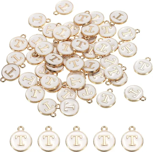 Vista 21 de MECCANIXITY Dije de Letras del Alfabeto de Doble Cara, para Hacer Collar, Pulsera, Pendientes, Joyería