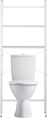 Vista 8 de HomGarden Organizador industrial sobre el inodoro, 3 estantes para almacenamiento sobre el inodoro, ahorro de espacio de baño con patas ajustables