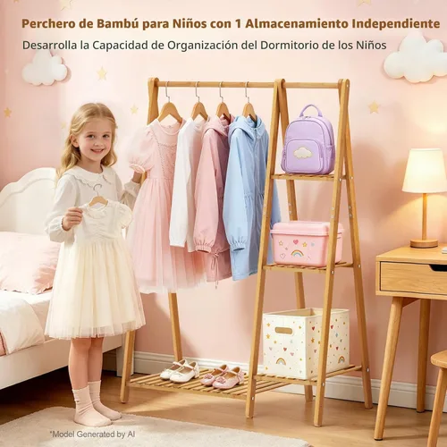 Vista 3 de Pequeños estantes de ropa,Estante colgante de ropa para niños