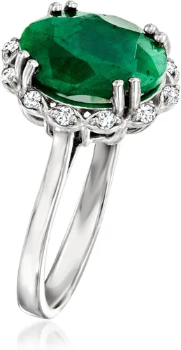 Vista 3 de Ross-Simons Anillo esmeralda de 4.20 quilates con topacio blanco de 10 qt t t en plata de ley