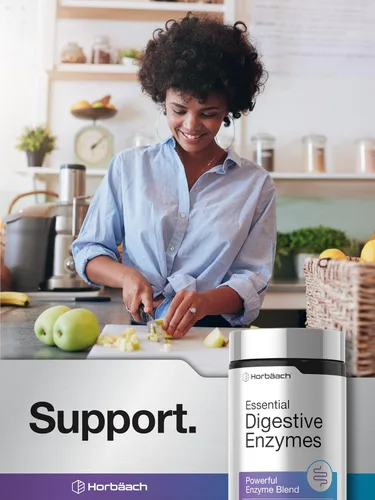 Vista 6 de Horbäach Enzimas digestivas esenciales 250 cápsulas Potente mezcla de enzimas para hombres y mujeres Suplemento sin OMG y sin gluten