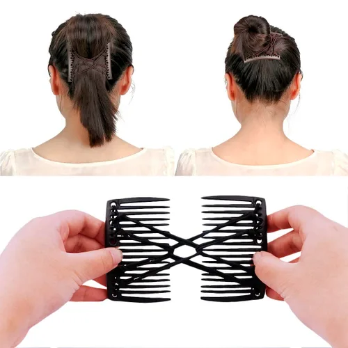 Vista 6 de 6 peines elásticos dobles para el cabello, accesorios mágicos ajustables para hacer moños sin arrugas, accesorios para mujer, rizados, gruesos
