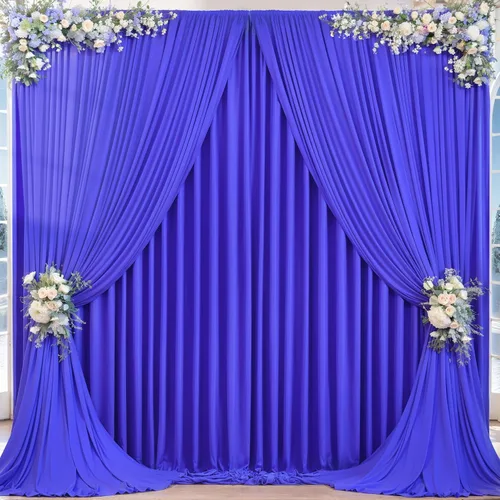Vista 38 de Cortinas de fondo azul bebé de 8 x 10 pies para bodas, cortinas de fondo de poliéster sin arrugas, para baby shower, fiestas de cumpleaños