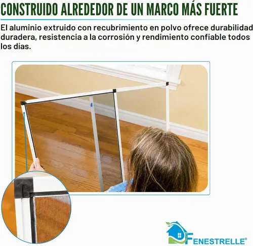 Vista 5 de Fenestrelle Pantalla Extensible para Ventana – 10″ H × 19″–36″ W Horizontal, Pantalla para Ventana Ajustable de 2 Direcciones con Malla de Fibra