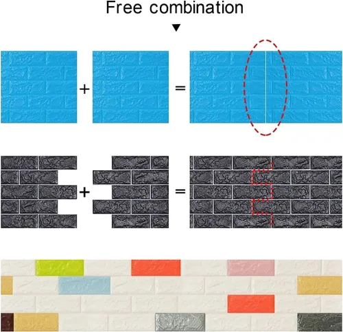 Vista 3 de Queenbox - Paquete de 2 paneles de pared autoadhesivos de espuma de ladrillo de 27.6 x 30 pulgadas, papel tapiz adhesivo de pared para el hogar