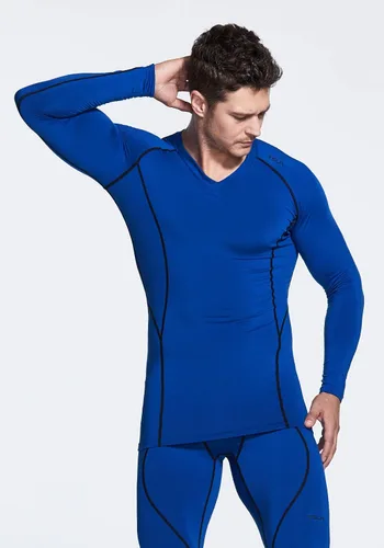 Vista 5 de TSLA - Camiseas térmicas de compresión de manga larga con cuello en V para hombre, ideales para usar como capa base para hacer ejercicio, correr