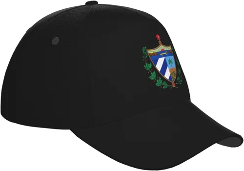 Vista 2 de Gorra de béisbol con escudo cubano para hombre y mujer, ajustable, clásica, color negro