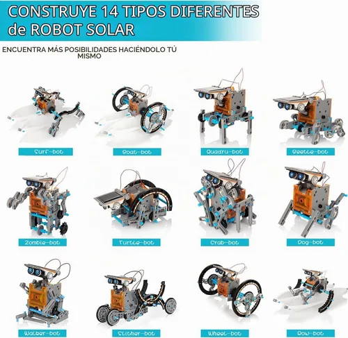 Vista 3 de Solar Robot Kit, 14-in-1 STEM Building Toy for Kids DIY Science Robotic Set Gris