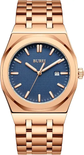 Vista 13 de BUREI Men Watches Gifts for Men Fashion Stainless Steel Analog Quartz Waterproof Watches for Mens