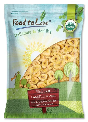 Vista 5 de Chips de plátano orgánicos, 1 libra, endulzados, sin sulfuro, sin OMG, kosher, veganos, a granel