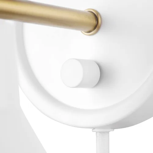 Vista 8 de Globe Electric 65542 - Candelabro de pared de 1 luz con enchufe o cableado, blanco mate, acento en latón, interruptor giratorio de atenuación sin