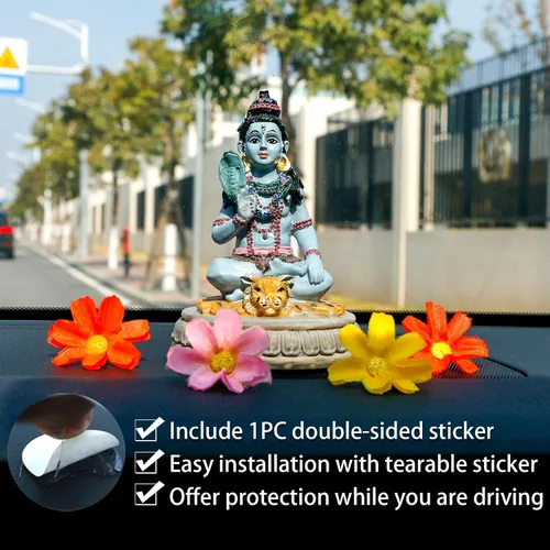 Vista 4 de alikiki Estatua hindú de Dios Señor Shiva – 3.8 pulgadas de alto, ídolo indio Shiva para decoración de tablero de automóvil, artículo de Diwali