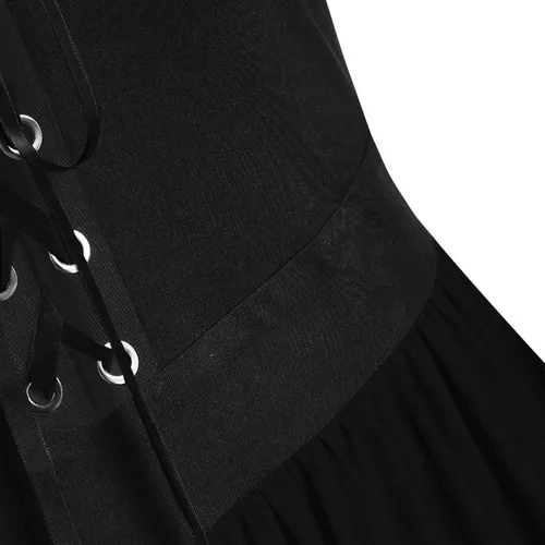 Vista 6 de Vestido de retazos de encaje gótico vintage para mujer, talla grande, vendaje gótico con tirantes delgados, vestido de Halloween