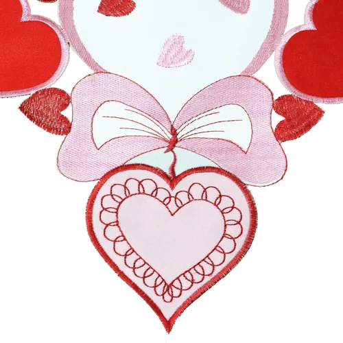 Vista 4 de Camino de mesa bordado de corazón, aniversario de boda, propuestas de matrimonio, eventos románticos o fiestas (13 x 69 pulgadas)