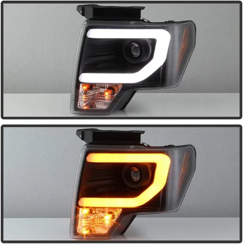 Vista 5 de ACANII - Para Ford F150 Pickup Truck 2009-2014 [Estilo Raptor] LED Tube Switchback Señal Proyector Faros Faros Faros