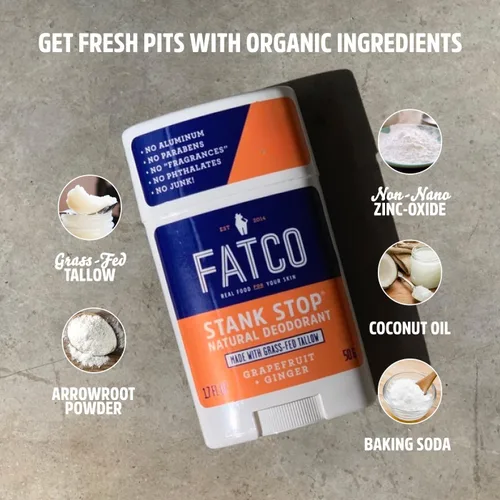 Vista 3 de FATCO Stank Stop All Desodorante natural con aceite de coco orgánico y sebo - Pomelo + jengibre (1.7 oz)