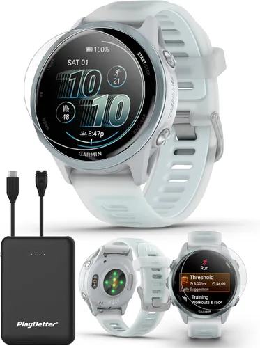 Vista 12 de Garmin Forerunner 570 Advanced GPS Running and Triathlon Smartwatch Bundle (1.850 in, Amp Yellow/Translucent Whitestone/Turquoise)