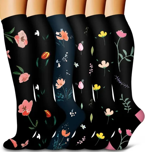 Vista 16 de Bluemaple Paquete de 6 calcetines de compresión de cobre para mujeres y hombres, el mejor apoyo para médicos, correr, enfermería, atletismo