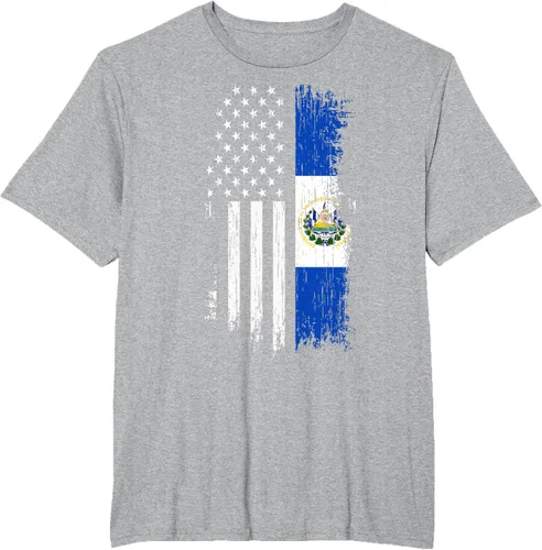 Vista 48 de Camiseta de la bandera de Estados Unidos salvadoreño - Camiseta de El Salvador USA