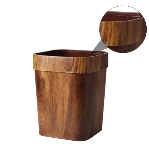Vista 5 de Cabilock Bote de basura retro creativo de 14 l Imitado papelera sólida para oficina en casa dormitorio baño estilo vintage cubo de basura