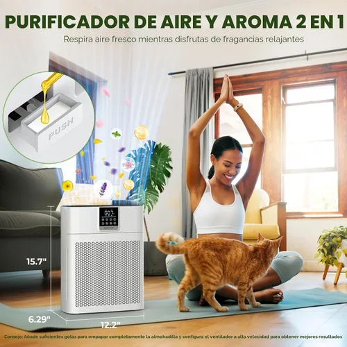 Vista 8 de Purificadores de aire para el hogar, habitación grande de hasta 2180 pies cuadrados, purificador de aire HEPA DBFIT con prefiltro de nailon lavable