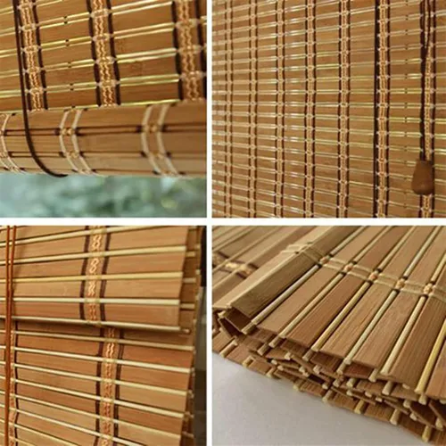 Vista 3 de Persianas de bambú natural, persianas romanas de bambú, persianas de bambú inalámbricas para ventanas, persianas enrollables de bambú retro
