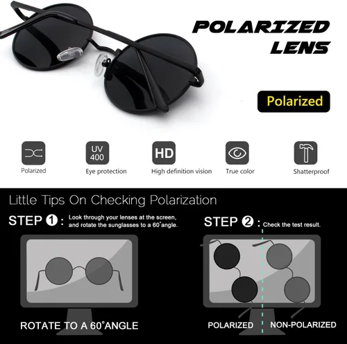 Vista 4 de CGID Gafas de sol unisex polarizadas redondas E01 Lennon