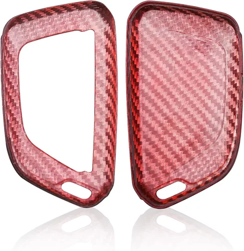 Vista 6 de Funda protectora de llavero de fibra de carbono para Chevrolet Corvette C8 2020 2021 (rojo)