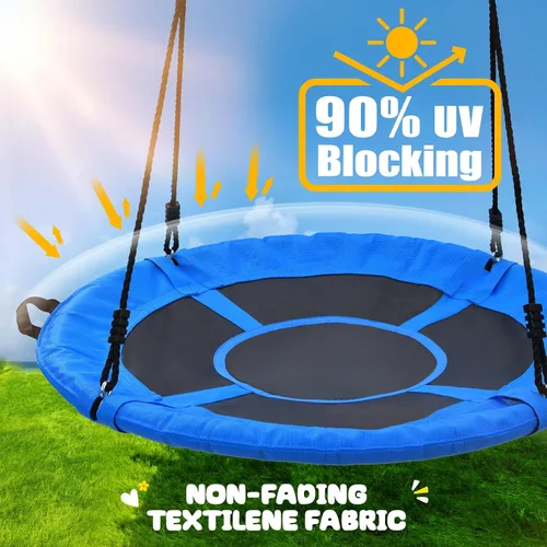 Vista 2 de Trekassy Columpio de árbol de platillo de 700 libras de 40 pulgadas para niños y adultos, textileno al aire libre con 2 correas para colgar