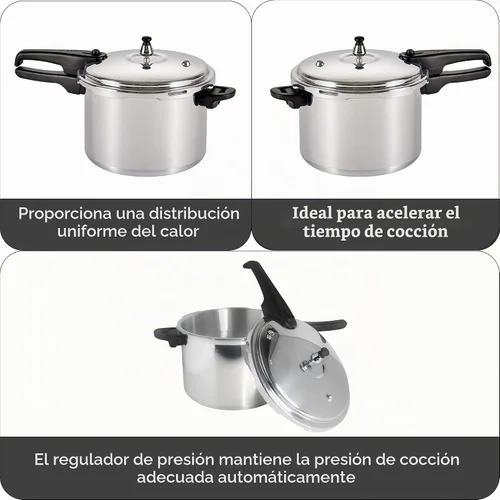 Vista 2 de Mirro 92160A Olla a presión de aluminio pulido 10-PSI Utensilios de cocina, 6 cuartos de galón, plata - Generous Cooking Capacity for Family