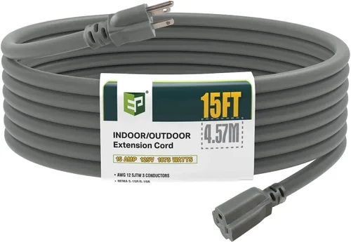Vista 30 de EP 50 Ft Heavy Duty Outdoor Extension Cord, 12/3 SJTW Black 3-Prong Negro