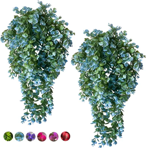 Vista 13 de Planta de vid falsas, 4 piezas, plantas artificiales grandes, plantas colgantes artificiales para pared, hiedra falsa, decoración de habitación