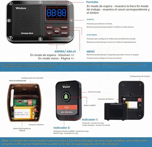 Vista 7 de Alarma solar inalámbrica para entrada con pieza adicional de timbre, sistema de seguridad inalámbrico multifuncional para el hogar, batería