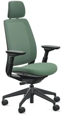 Vista 6 de Steelcase Silla de oficina serie 2 con reposacabezas, marco de grafito, respaldo de aire con 3D Microknit Cogent Connect Regaliz