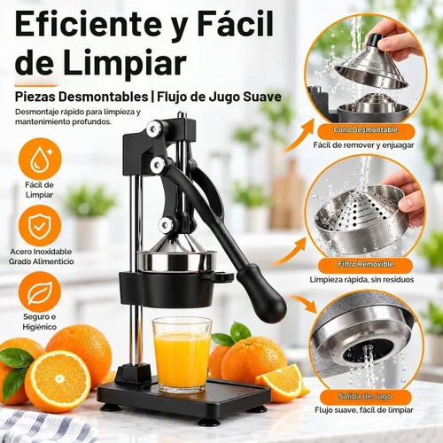 Vista 6 de Exprimidor de hierro fundido – Exprimidor manual de cítricos resistente, prensa profesional de naranja, exprimidor de limón de acero inoxidable