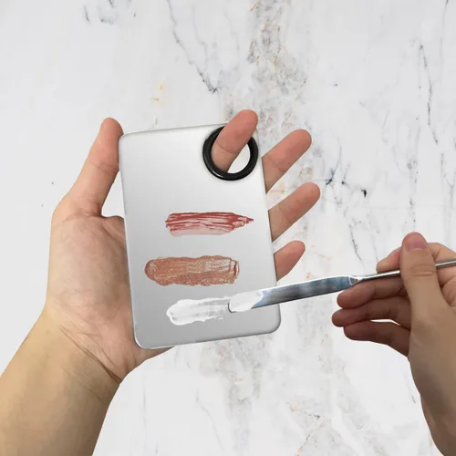 Vista 2 de Juego de espátula de maquillaje coreano, espátula profesional de maquillaje de acero inoxidable con paleta de base,Picasso Foundation Makeup Stick