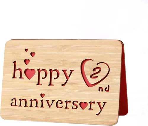 Vista 44 de Tarjeta de felicitación de madera para el primer aniversario, hecha a mano, 1 año, aniversario de boda, tarjeta de primer aniversario para ella, él
