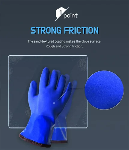 Vista 2 de HANWOO Resistente al agua, químico y al aceite, guantes de PVC para el invierno, guantes cálidos, forro polar, trabajo congelador, antideslizante, XL