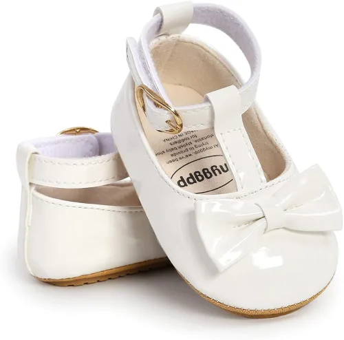 Vista 4 de SOFMUO Mary Jane - Zapatos planos con lazo, zapatos de ballet para niñas pequeñas, primeros caminantes, para boda, Navidad, zapatos de vestir