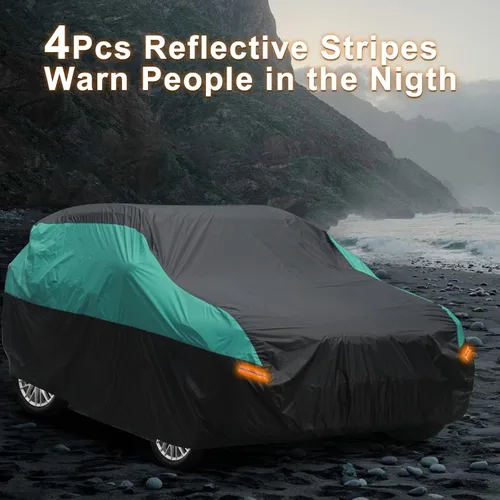 Vista 5 de SEAZEN Funda impermeable para automóvil SUV para todo tipo de clima, cubierta de automóvil para exteriores, protección contra el viento y la nieve