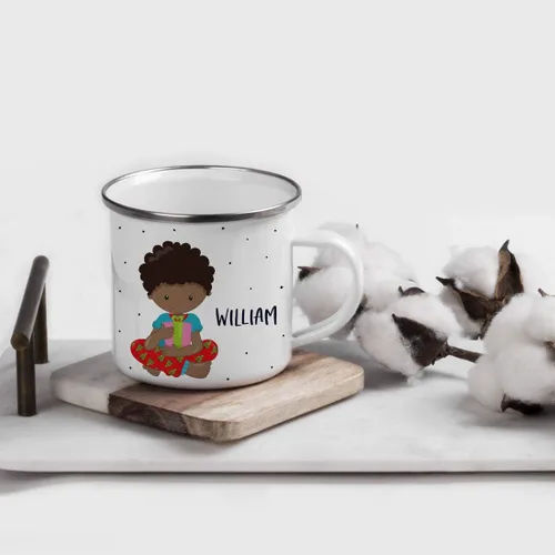 Vista 2 de Andaz Press Taza de café de acero inoxidable con nombre personalizado de 11 onzas para niños, 1 paquete, taza de Navidad personalizada