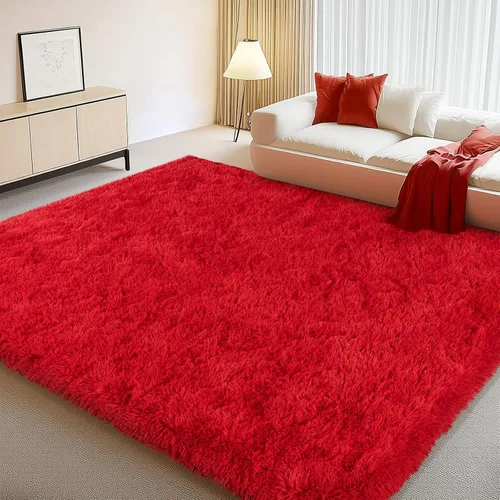 Vista 38 de Alfombras lanudas para dormitorio, sala de estar, dormitorio universitario, habitación de niños, decoración, alfombra suave y moderna