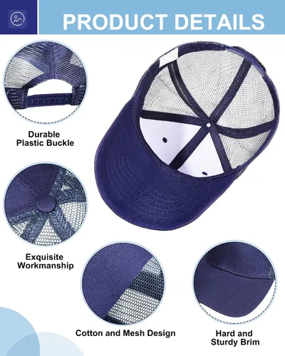 Vista 3 de Coume Gorra de béisbol de malla a granel de algodón lavado en blanco gorras de béisbol ajustables Gorra de camionero Snapback Golf Hombres Gorra