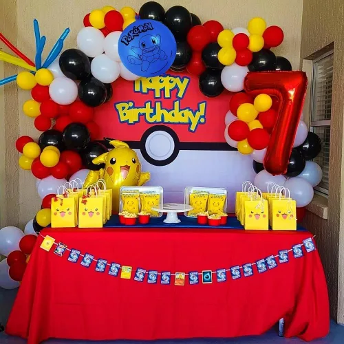 Vista 3 de Globos de látex Pokémon Punch de varios colores, paquete de 4 (tamaño desinflado de 6.5 x 2.75 pulgadas), perfectos para fiestas y celebraciones