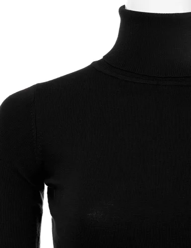 Vista 4 de JJ Perfection Abrigo de mujer tejido elástico cuello de tortuga manga larga