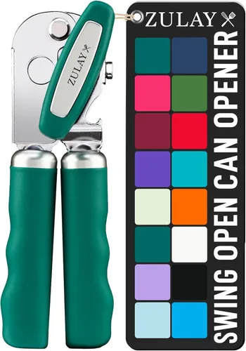 Vista 12 de Zulay Kitchen Abrelatas manual de acero inoxidable resistente con abridor de botellas, abrelatas manual a prueba de óxido con perilla giratoria
